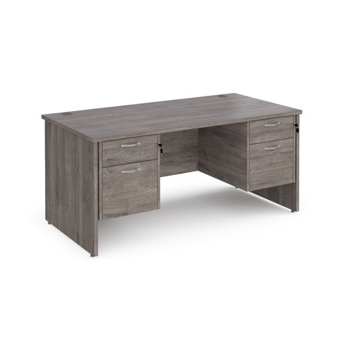 Maestro 25 straight desk 1600mm x 800mm with two x 2 drawer pedestals - grey oak top with panel end leg