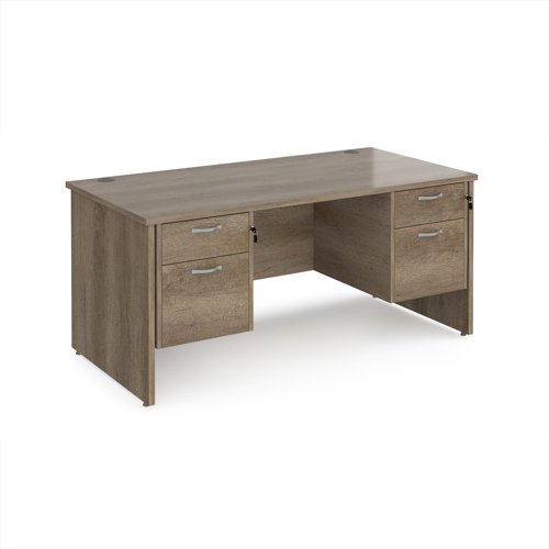 Maestro 25 straight desk 1600mm x 800mm with two x 2 drawer pedestals - nebraska top with panel end leg
