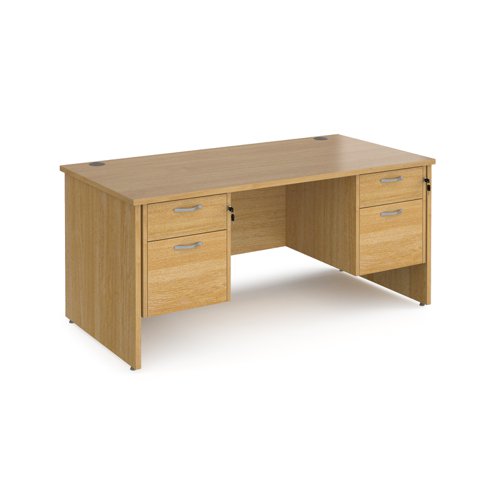 Maestro 25 straight desk 1600mm x 800mm with two x 2 drawer pedestals - oak top with panel end leg