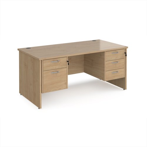 Maestro 25 straight desk 1600mm x 800mm with 2 and 3 drawer pedestals - kendal oak top with panel end leg