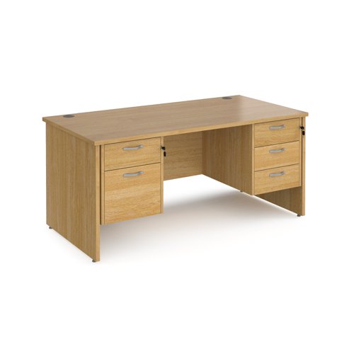 Maestro 25 straight desk 1600mm x 800mm with 2 and 3 drawer pedestals - oak top with panel end leg