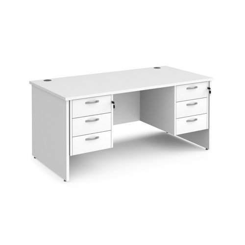 Maestro 25 straight desk 1600mm x 800mm with two x 3 drawer pedestals - white top with panel end leg Office Desks MP16P33WH