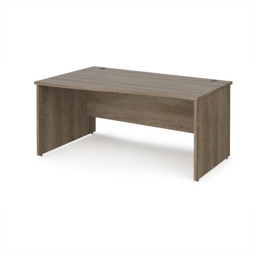 Maestro 25 left hand wave desk 1600mm wide - nebraska oak top with panel end leg