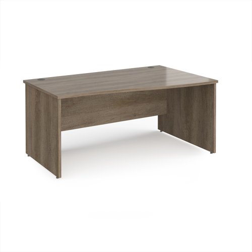 Maestro 25 right hand wave desk 1600mm wide - nebraska oak top with panel end leg