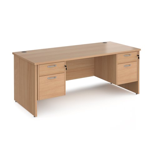 Office Desk Rectangular Desk 1800mm With Double Pedestal Beech Top And Panel End Leg 800mm Depth Maestro 25 Mp18p22b