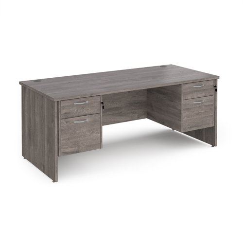 Maestro 25 straight desk 1800mm x 800mm with two x 2 drawer pedestals - grey oak top with panel end leg