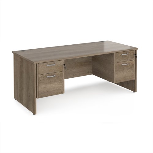 Maestro 25 straight desk 1800mm x 800mm with two x 2 drawer pedestals - nebraska top with panel end leg