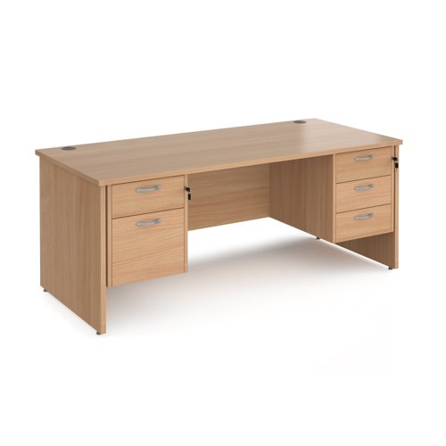 Maestro 25 straight desk 1800mm x 800mm with 2 and 3 drawer pedestals - beech top with panel end leg
