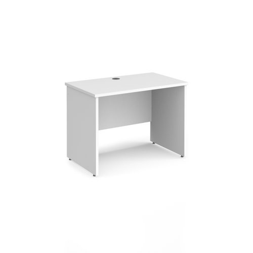 Maestro 25 straight desk 1000mm x 600mm - white top with panel end leg
