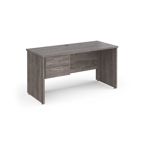 Maestro 25 Straight Desk 1400mm X 600mm With 2 Drawer Pedestal Grey Oak Top With Panel End Leg