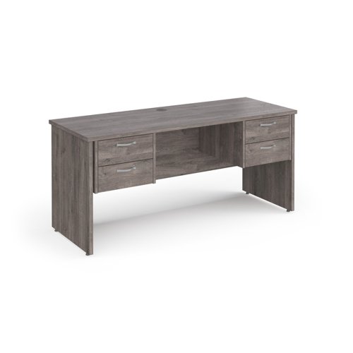 Maestro 25 straight desk 1600mm x 600mm with two x 2 drawer pedestals - grey oak top with panel end leg
