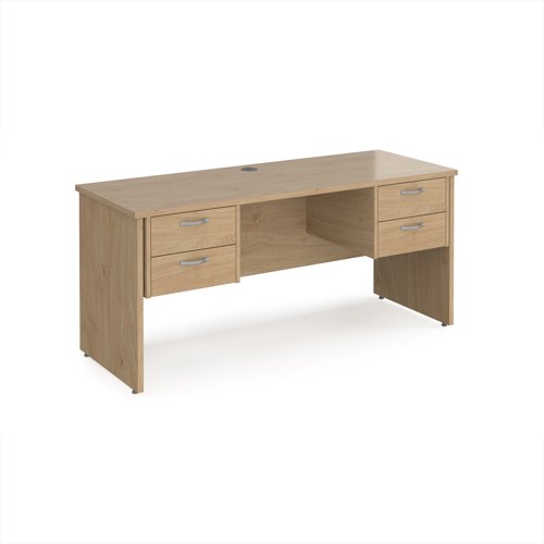 Maestro 25 straight desk 1600mm x 600mm with two x 2 drawer pedestals - kendal oak top with panel end leg