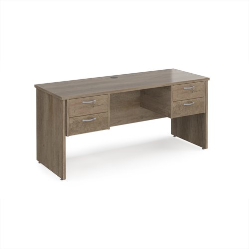 Maestro 25 straight desk 1600mm x 600mm with two x 2 drawer pedestals - nebraska oak top with panel end leg