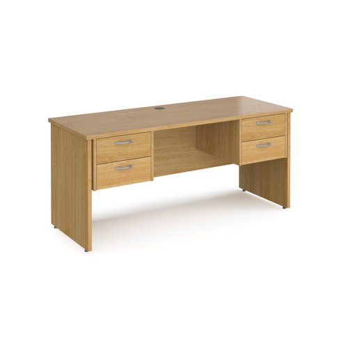 Maestro 25 straight desk 1600mm x 600mm with two x 2 drawer pedestals - oak top with panel end leg