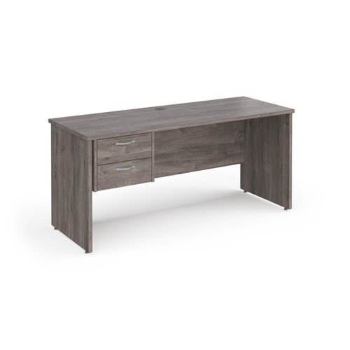 Maestro 25 Straight Desk 1600mm X 600mm With 2 Drawer Pedestal Grey Oak Top With Panel End Leg