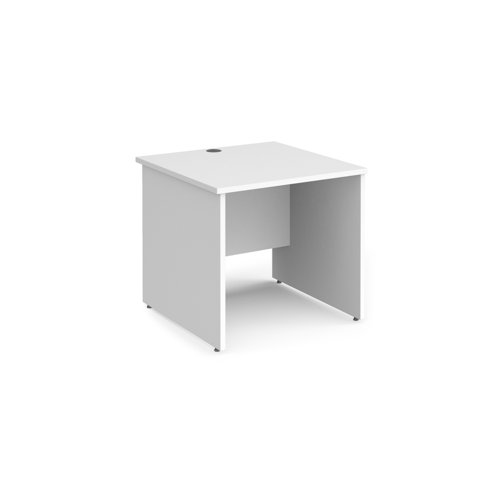 Maestro 25 straight desk 800mm x 800mm - white top with panel end leg
