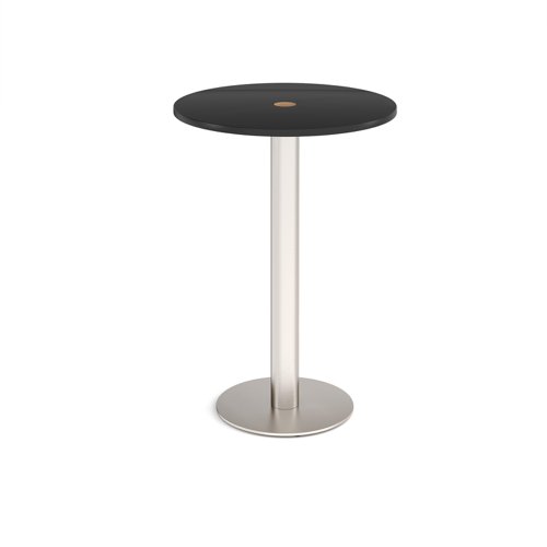 Monza circular poseur table 800mm with central circular cutout 80mm - black