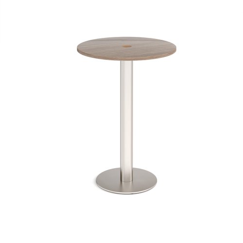 Monza circular poseur table 800mm with central circular cutout 80mm - Barcelona walnut