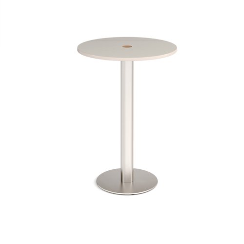 Monza circular poseur table 800mm with central circular cutout 80mm - Light Grey