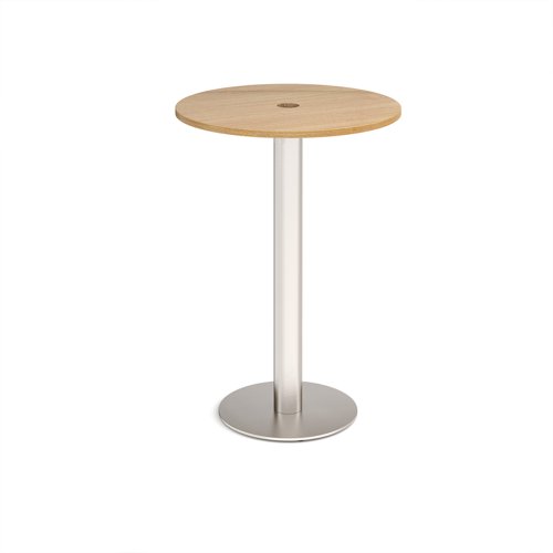 Monza circular poseur table 800mm with central circular cutout 80mm - Oak