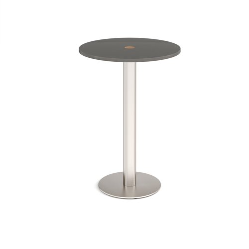 Monza circular poseur table 800mm with central circular cutout 80mm - Onyx Grey