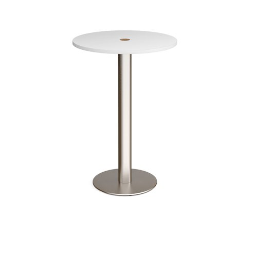 MPC800-CO-BS-WH Monza circular poseur table 800mm with central circular cutout 80mm - white