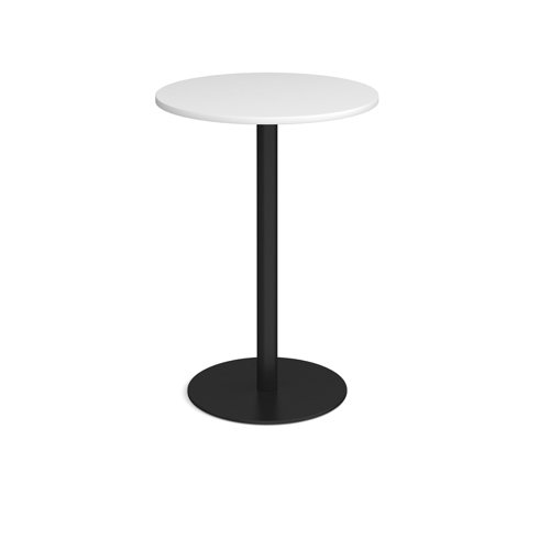 MPC800-K-WH Monza circular poseur table with flat round black base 800mm - white