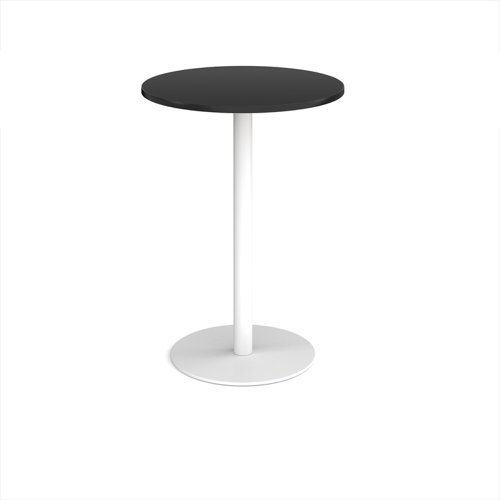 Monza circular poseur table with flat round white base 800mm - Black