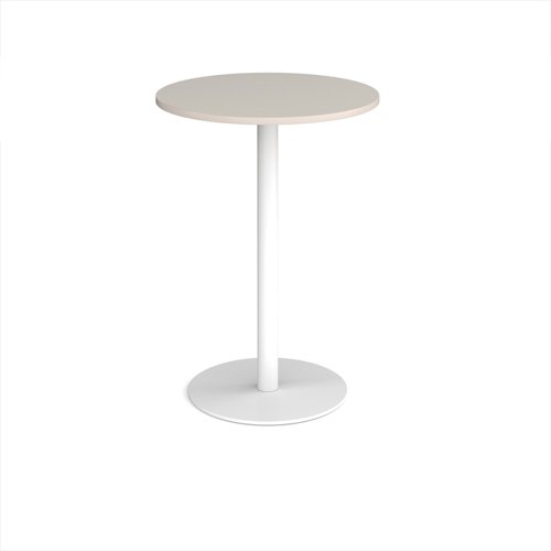 Monza circular poseur table with flat round white base 800mm - Light Grey