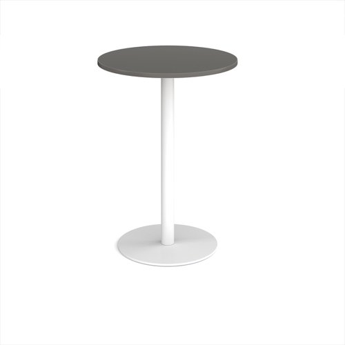 Monza circular poseur table with flat round white base 800mm - Onyx Grey