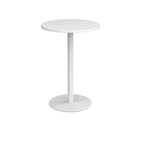 Monza circular poseur table with flat round white base 800mm - white