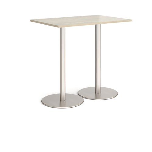 Monza rectangular poseur table with flat round brushed steel bases 1200mm x 800mm - made to order