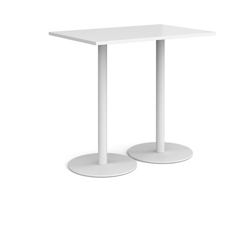 Monza rectangular poseur table with flat round white bases 1200mm x 800mm - white Dams International