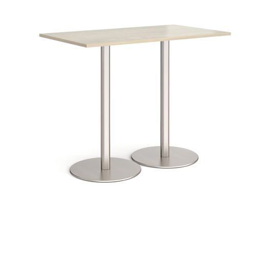Monza rectangular poseur table with flat round brushed steel bases 1400mm x 800mm - made to order