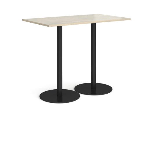 Monza rectangular poseur table with flat round black bases 1400mm x 800mm - made to order