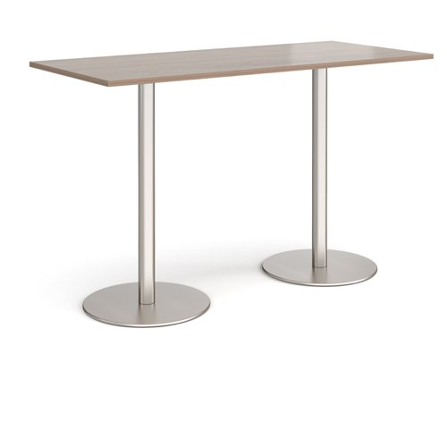 Monza rectangular poseur table with flat round brushed steel bases 1800mm x 800mm - barcelona walnut