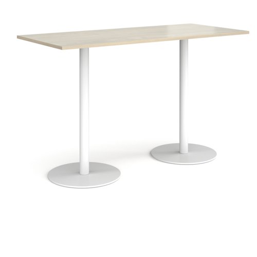 Monza rectangular poseur table with flat round white bases 1800mm x 800mm - made to order
