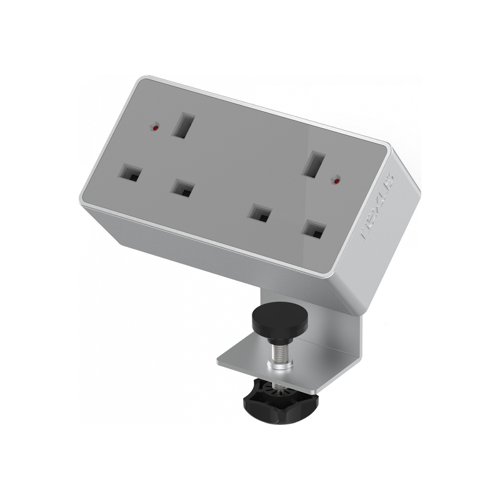 Desktop Power Module 2x 240v UK Sockets Silver / Grey