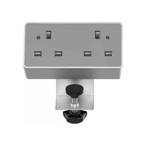 Desktop Power Module 2x 240v UK Sockets Silver / Grey NEB1-G Buy online at Office 5Star or contact us Tel 01594 810081 for assistance