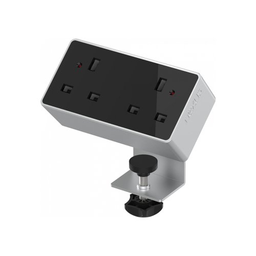 Desktop Power Module 2x 240v UK Sockets Silver / Black