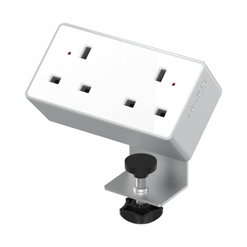 Desktop Power Module 2x 240v UK Sockets White