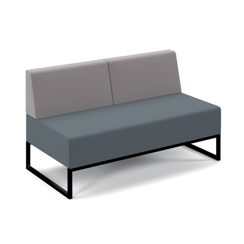 Nera modular soft seating double bench with double back and black frame
