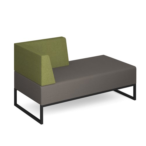 Nera modular soft seating double bench with right hand back and arm and black frame