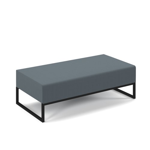 Nera modular soft seating double bench with black frame - elapse grey