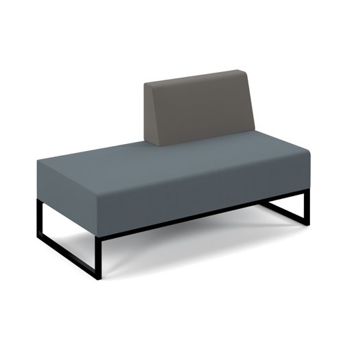 Nera modular soft seating double bench with left hand back and black frame