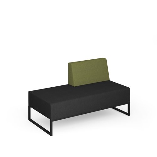 Nera modular soft seating double bench with left hand back and black frame