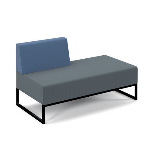 Nera modular soft seating double bench with right hand back and black frame