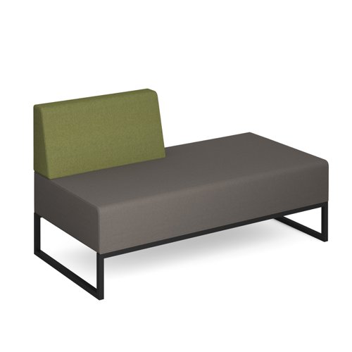 Nera modular soft seating double bench with right hand back and black frame