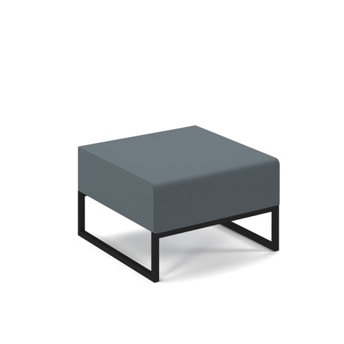 Nera modular soft seating single bench with black frame - elapse grey