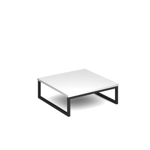 NERA-S-TABLE-K-WH Nera square coffee table 700mm x 700mm with black frame - white